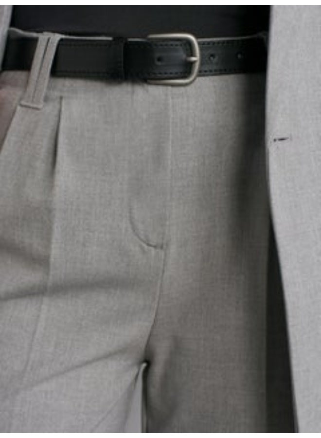 Dilvin 71550 Belted Smart Trousers-Light Grey - Image 2